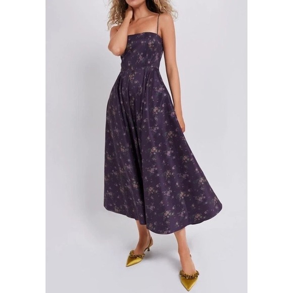 NWT Tuckernuck Naomi Midi Dress A Line Floral Purple Rosette Amethyst -‎ XXL - Picture 2 of 16